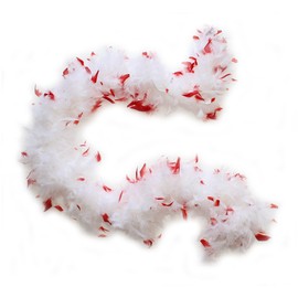 45 grams Chandelle Feather Boas, Over 40 Colors & Patterns to Pick Up (White with Red Tips)