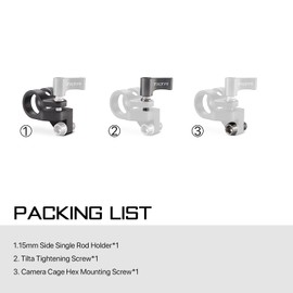 Tilta 15mm Side Single Rod Holder Compatible with Any Size of 15mm Rod with Tension Screw and Camera Cage Hex Mounting Screw - Tilta Grey TA-SRA-15-G