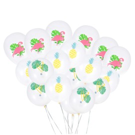 Totority 30pcs Tropical Party Balloons Flamingo Monstera Leaf Print Balloons for Birthdays Anniversaries Celebrations Romantic Party Supplies