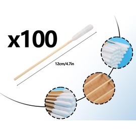 KAPSING Pack of 100 Ear Cleaning for Dogs, Dogs Cleaning Cotton Buds, 12 cm Ear Cleaning Sticks with Round Tip, Ear Sticks Cotton Buds for Pets, Dogs, Cats