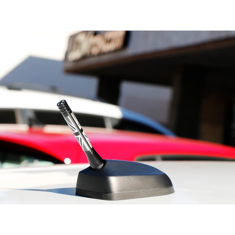 iJDMTOY 3-Inch Black/White Union Jack Theme Short Antenna Compatible with
