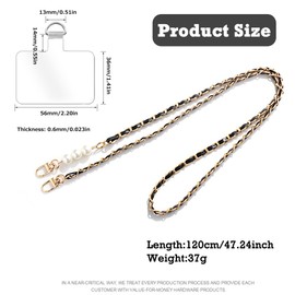 Turkalla Phone Crossbody Chain Cell Phone Lanyard,Pear&Leather+Metal Chain Universal Cellphone Strap with Tether Patches for Most Phone (J)