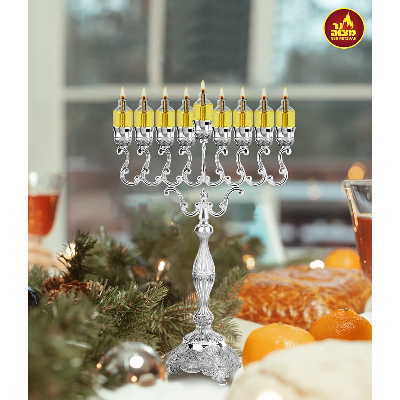 Ner Mitzvah Pre - Filled Menorah Oil Cup Candles, Hanukkah
