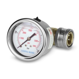 ESSENTIAL WASHER Pressure Washer Gauge 5800 PSI Back Mount with 3/8 Inch Quick Connect and Plug
