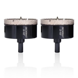 2-1/2 Inch Diamond Hole-Saw Bits with Pilot Drill Bit - 2pc 2-1/2" Diamond Tipped Tile Hole Saws with Guiding Bit Accurate Drilling for Porcelain Tile Ceramic Pottery Granite Stone Glass Bottles 65mm