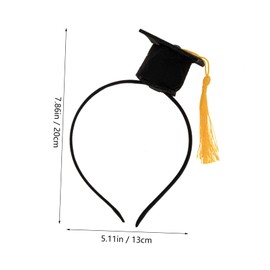 Baluue 2pcs Graduation Party Headband with Doctor Hat Design Stylish Felt Hair Hoops with Gold Tassels Costume Accessory for Celebrations and Photos