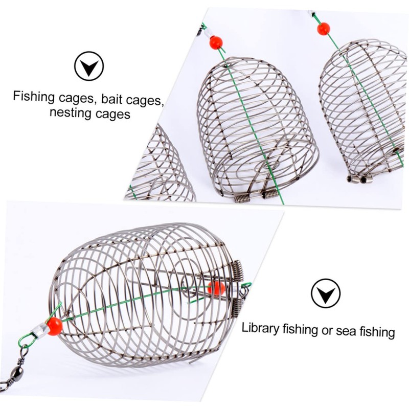 Kisangel 30pcs Stainless Steel Fishing Bait Trap Cage Basket Feeder