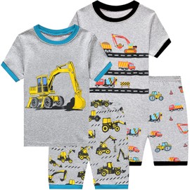 Little Hand Boys Construction Pajamas Kids Clothes Toddler 4pc Pjs Sets Excavator Grey Sleepwear 2t 3t