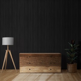 Slat Wood Wall Panels - Decorative & Sound Absorbing Contemporary Acoustic Slatted Wall & Ceiling Panelling (Black Oak Sample 12CM)