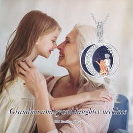 YFN Grandmother and Granddaughter/Daughter/Father/Mother/Sister Necklace 925 Sterling Silver Family Pendant Fashion Jewellery Gifts for Women, Sterling Silver, Cubic Zirconia