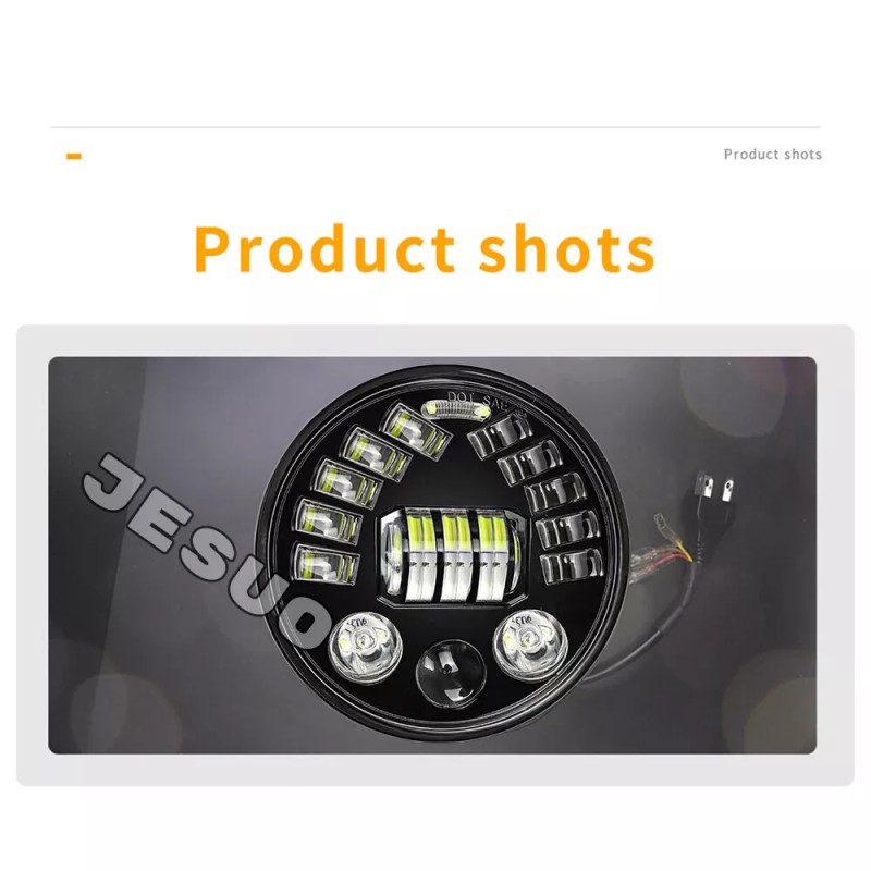 JESUO PAIR 7" inch Round LED Headlights High/Low Beam For