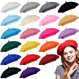 Laumoi 20 Pieces Wool Berets for Women French Beret Multicolored Painters Hat Winter Artist Hat for Women Men Party Indoor Outdoor