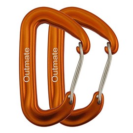 Outmate 12kN Heavy-Duty Carabiner Clips - Durable, Lightweight Aluminum Alloy Carabiners for Hiking, Camping, Keychains, Dog Leashes, Hammocks & More(Wire gate,2 Orange)
