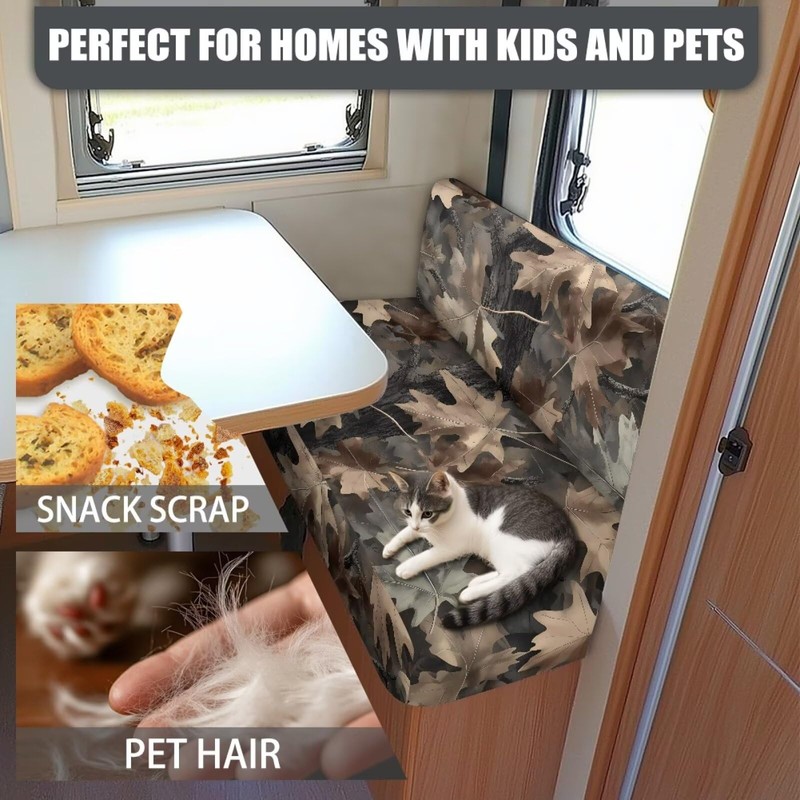 SUITOSELFY Forest Camo RV Seat Covers Dinette Booth Cushions Stretch