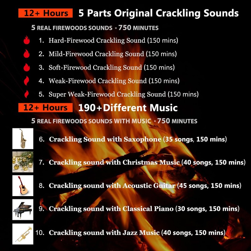 Roamoris Bass-Boosted Electric Fireplaces Crackler Sound Box,Fire Crackling Speaker Machine,Rechargeable