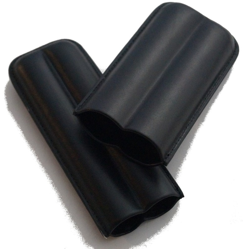 GERMANUS Cigar Case for 2 Cigars in Black Made from