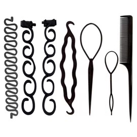 Doyime Hair Styling Tools [7 Pieces] Hair Braiding Tools Multi-functional Arrangement Stick Bun Hair Bun Hair Maker Hair Comb Bite Shaping Women's Hair Styling Tool