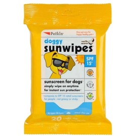 Petkin Sunscreen Sunwipes For Dogs Spf 15 Pack Of 20 Non Greasy Vanilla Coconut