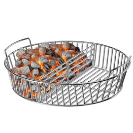 Charkettle Stainless Steel Charcoal Basket with Divider and Handle, BBQ Accessries Charcoal Holder Compatible with Weber 22" Kettle Grills
