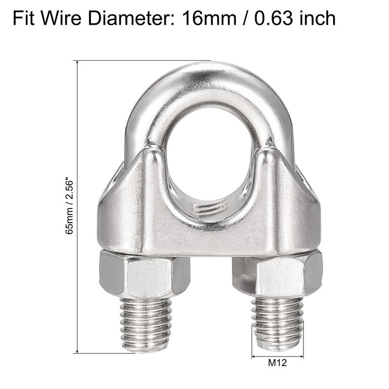 sourcing map Wire Rope Clip Clamp M16 304 Stainless Steel