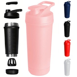 Sofia's Findings 27 oz. Stainless Steel Protein Shaker Bottle, Leakproof Stainless Steel Protein Shaker, Perfect for Protein Shakes and Pre Workout, Whisk Ball, Easy to Clean - Pink