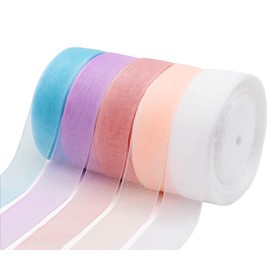 Payevxo SD-01 Ribbon, Wrapping, Organza Ribbon, 5 Rolls, 1.0 inches (25 mm) Wide, 17.7 ft (45 m), Solid, Hair Accessories, Gift, Wrapping, Wedding Decoration,