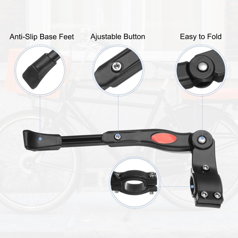 sourcing map Back Bike Kickstand Aluminium Adjustment Bicycle Single-Side Kick