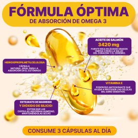 Omega 3 3420 Mg Con Vitamina E Con Epa Y Dha 60 Cápsulas Sabor Sin sabor