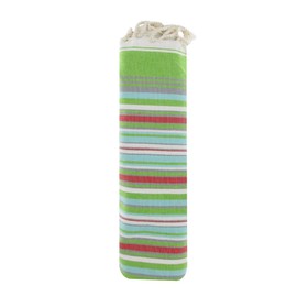 Fouta Beach Towel Cotton Green Blue and Red Stripes
