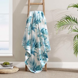 Tommy Bahama - Throw Blanket, Plush Fleece Bedding, Tropical Home Decor for Bed or Couch (Waimea Bay Green, 50" x 70")