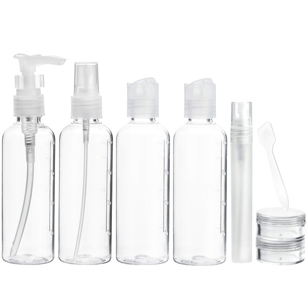 FiveSeasonStuff Travel Bottles for Liquids 100ml Set 9 Piece (3.5