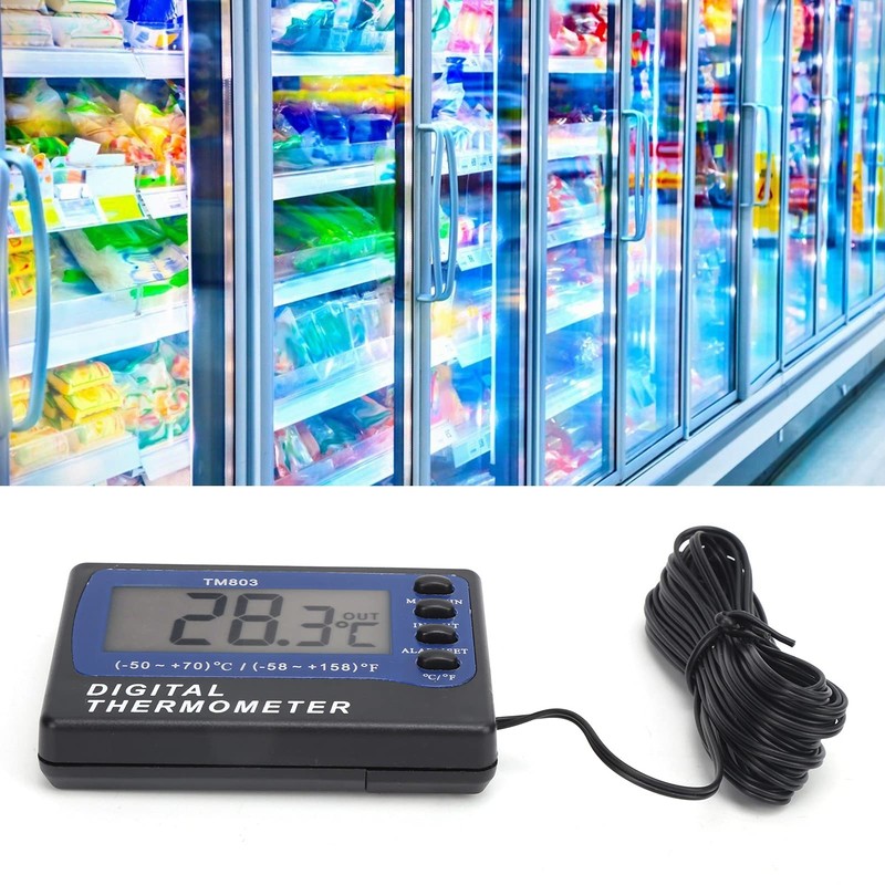 TM803 Digital Thermometer with Alarm Refrigerator Thermometer Temperature Meter for