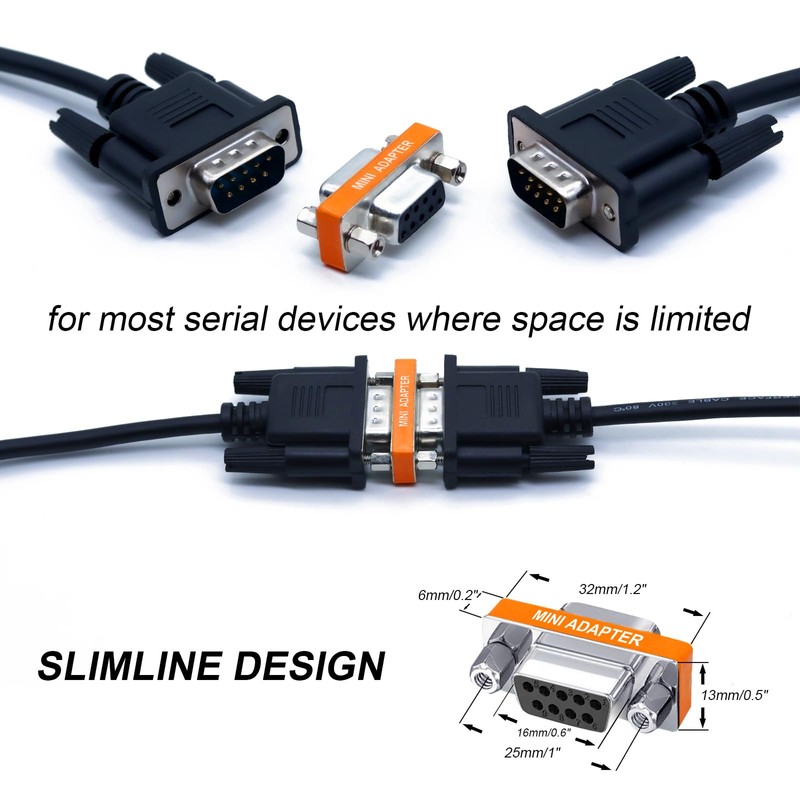 YIOVVOM DB9 Null Modem Adapter Female to Female Slimline Data