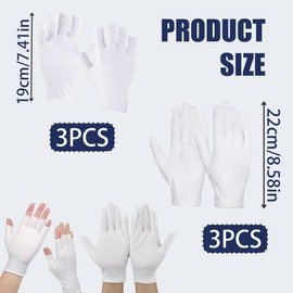 GXGM 6 Paar Baumwollhandschuhe, fingerlos und vollfinger, dünn Sommer UV-Schutz, atmungsaktiv, Sonnenschutz-Handschuhe für Autofahren, Radfahren, Golf (5 Finger)