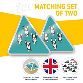2 x Triangle Stickers 10 cm - Boston Terrier Dog Puppy Print Fun Decals for Laptops,Tablets,Luggage,Scrap Booking,Fridges #16613