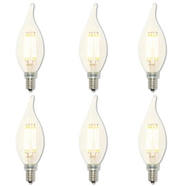 Westinghouse 5264020 4 Watt (40 Watt Equivalent) CA11 Dimmable Clear Filament LED Light Bulb, Candelabra Base, 6 Pack