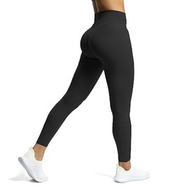 Aoxjox High Waisted Workout Leggings for Women Scrunch Tummy Control Luna Buttery Soft Yoga Pants 26", Black, X-Small