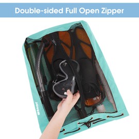 WANDF Swim Bag Mesh Drawstring Backpack Beach Backpack for Swimming, Gym, and Workout Gear(Mint Green)