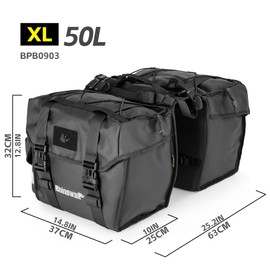 Rhinowalk Bike Pannier Bag Waterproof 50L Large Capacity Bicycle Rear Rack Saddle Bags for Touring, Commuting, Traveling, Heavy Duty with Rain Cover (50L)