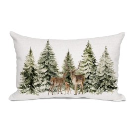 AOFANGGO Christmas Pillow Covers 12x20 Inch Winter Forests Throw Pillow Cover Xmas Pine Trees Woods Holiday Pillowcase Decorations for Living Room Farmhouse Cushion Case Rectangle
