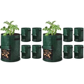 MORYTRADE Potato Pot, Gardening Pot with Window, Planter, Cultivation Bag, Free Research, Home Garden, 6.6 gal (30 L), Set of 4, Green