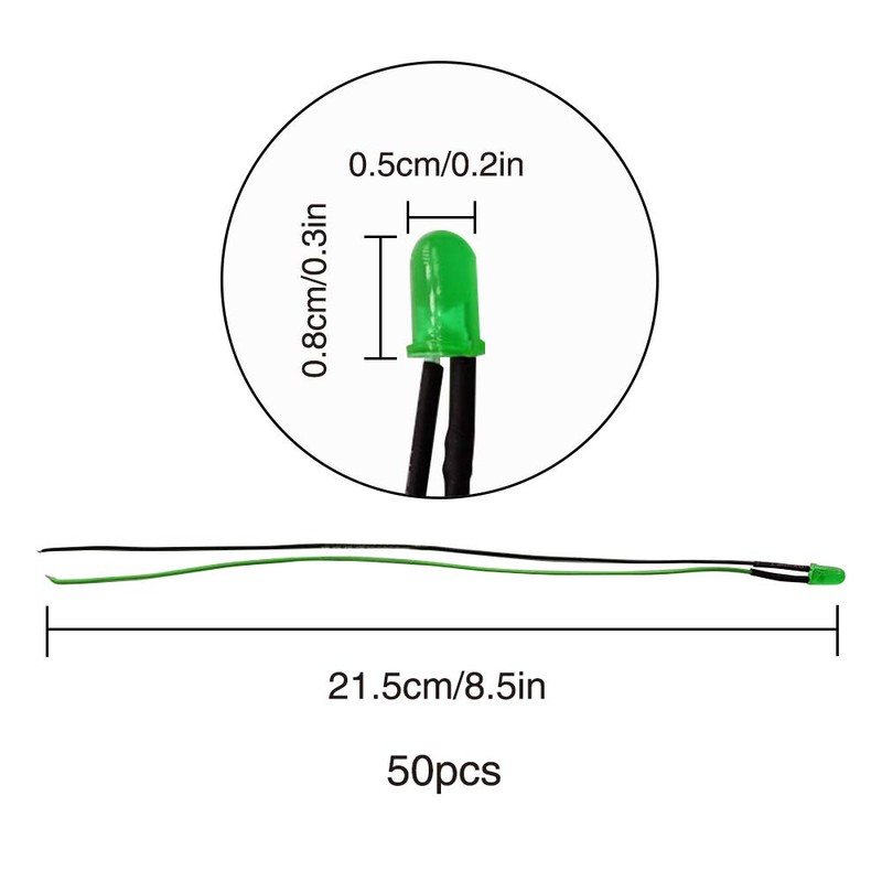 YIXISI Pack of 50 Pre-Wired LED, 12 V 5 mm