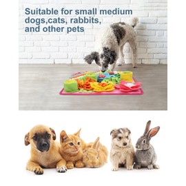 Ankilo Sniffing Rug Dog, Feeding Mat, Sniffing Rug, Washable Training Mat, Sniffing Toy, Interactive Dog Toy, Dog Play Mat for Small Dog Breeds, Pink, 39 x 39 cm