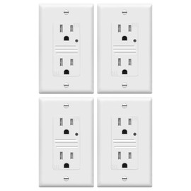 TOPGREENER LED Guide Light Receptacle with Automatic Daylight Sensor, Night Light Decorator Wall Outlet, 125VAC/15A Tamper-Resistant Receptacle, TGL215TR-W-4PCS, White, 4 Pack