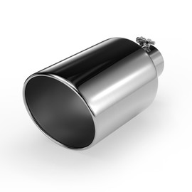 Richeer 4 to 8 inch Exhaust Tip, 4" Inlet, 8” Outlet 15” Overall Length Stainless Steel Polished Finish Universal for Vehicles with 4" O.D. Exhaust Tailpipe, Rolled Edge, Bolt on Design