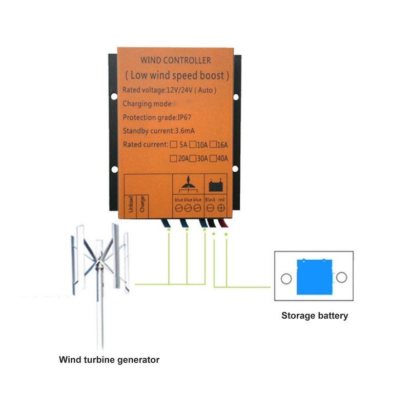 MPPT Wind Turbine Controller, 12V/24V 40A Universal Wind Turbine Generator