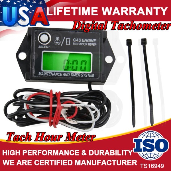 Carbole Go Kart Digital Tachometer Hour Meter w/ Max RPM