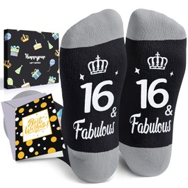 HAPPYPOP 16th Birthday Gifts Ideas Socks - 16 Year old Boy Girl Gifts, Happy Birthday Gifts for 16 Years With Greeting Card