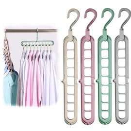 BITEFU Pack of 12 9 in 1 Clothes Hangers, Space-Saving 360º Rotating Magic Hangers, Multi Hangers, Cascading Clothes Hangers, Organiser for Wardrobe, Closet (4 Colours)
