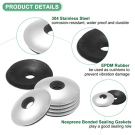 M METERXITY 80-Pack EPDM Bonded Sealing Rubber Washers, 304 Stainless Steel #12 x 3/4" OD Neoprene Rubber Washers Gasket for Bolts/Screws/Machinery/Ships/Roof